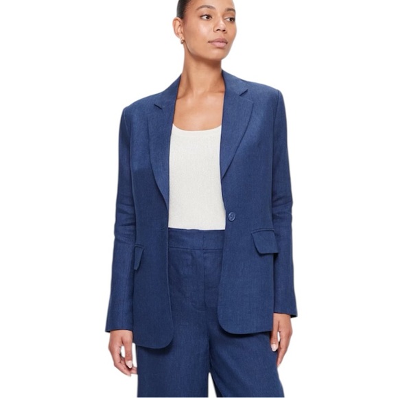 Banana Republic Factory Jackets & Blazers - Banana Republic Linen Blend Blue Single Button Blazer